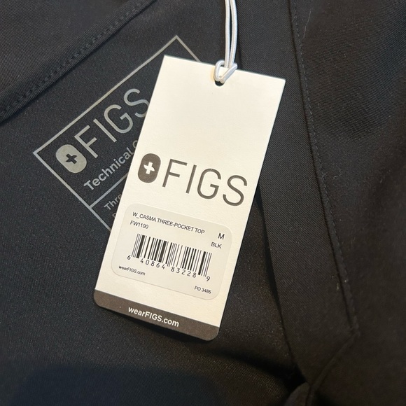 2 NWT Figs Technical Collection Black Tops Size Medium - Picture 4 of 4